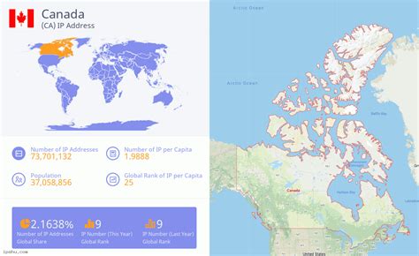 Canada CAN CA ip address space, country IP addresses.